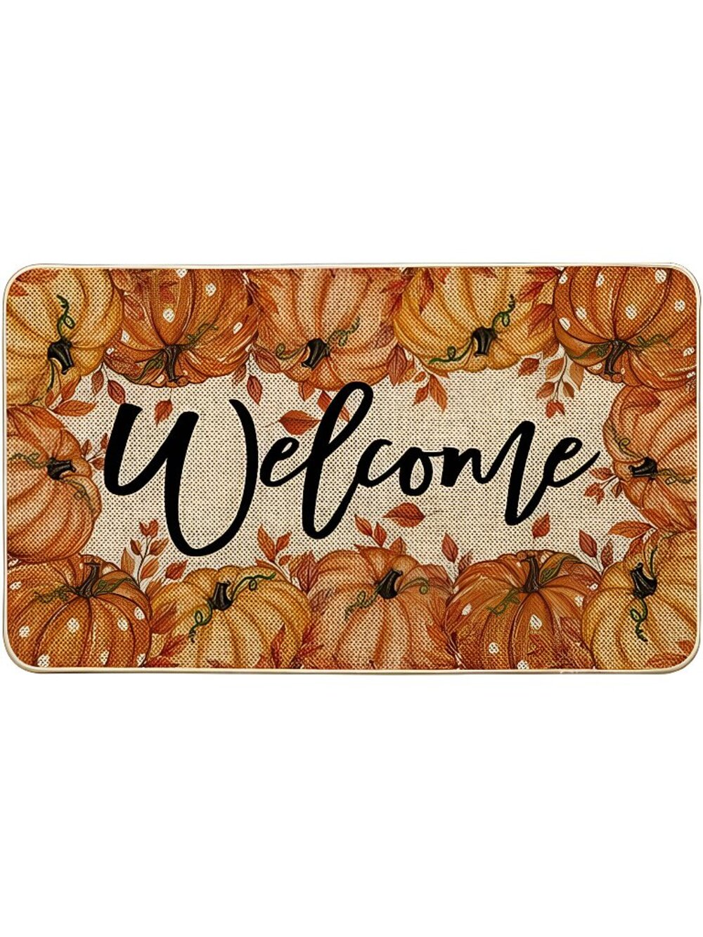 Orange Pumpkins Maple Leaves Welcome Fall Doormat, Autumn Home Decor 17x29 Inch